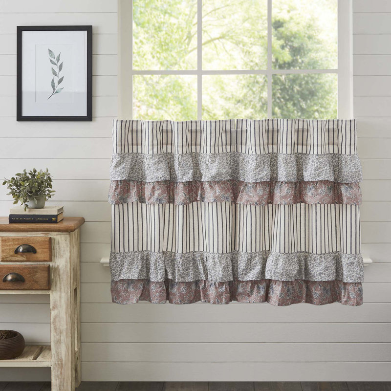 Charla Cotton Cafe Curtain, Navy, 36" W x 36" L