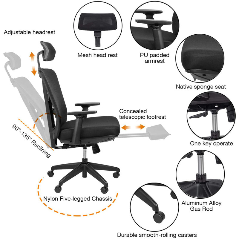 Mesh Gaming Chair with Headrest