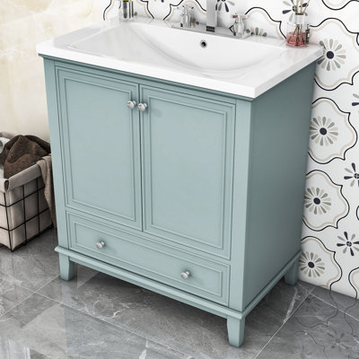 Nadira 30'' Free Standing Single Bathroom Vanity with Ceramic Top -  Winston Porter, C5697040F97B4BCDBE63EA294A40F060