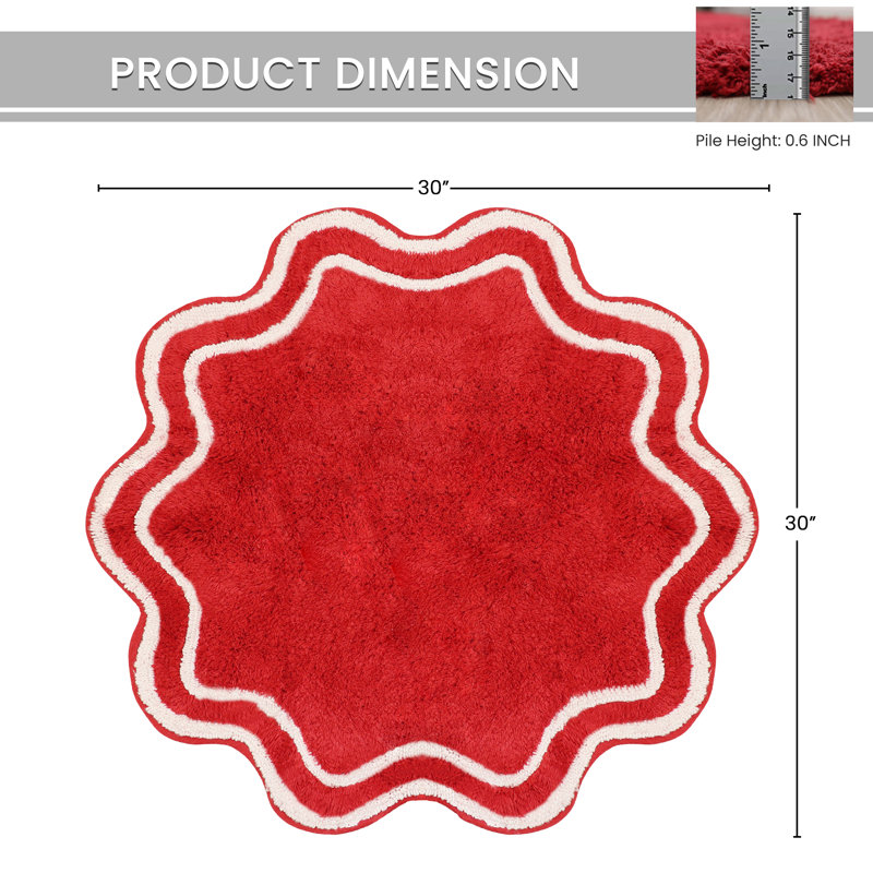 Tapis pour salle de bain Dobrinka, Rouge, 30 po (rond)