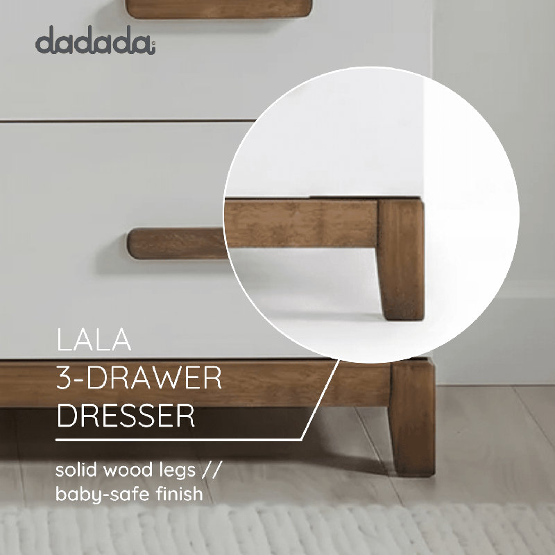 Lala Little 3-drawer dresser, White/Walnut