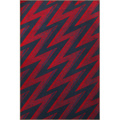 Red Navy Blue Themed Zig Zag Geometric Patterned Creative Modern Decorative Carpet