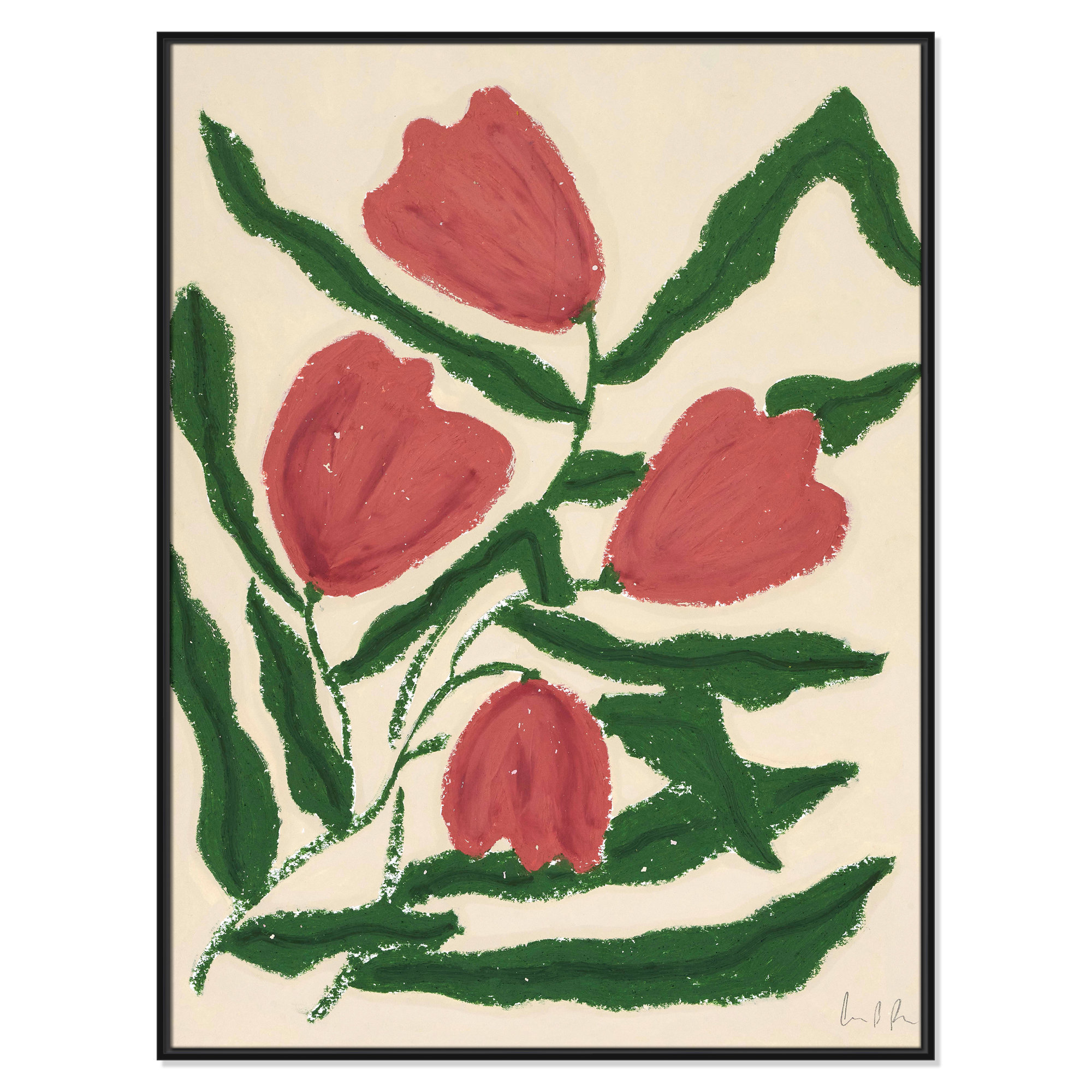 Red Tulips  Print by Camilla Bergqvist, 49.5" H x 37.5" W, Black