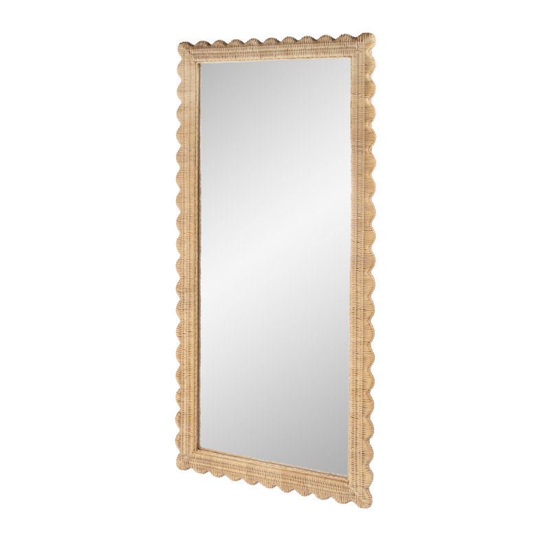 Miroir de plancher en rotin Lacie, brun naturel, Naturel