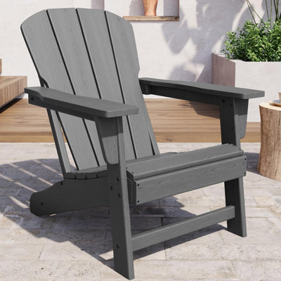 Chaise Adirondack - Fauteuil de foyer surdimensionné en polyéthylène résistant aux intempéries de 380 lb - Chaises de patio extérieur en bois texturé pour jardin, cour, pelouse, terrasse, piscine, porche