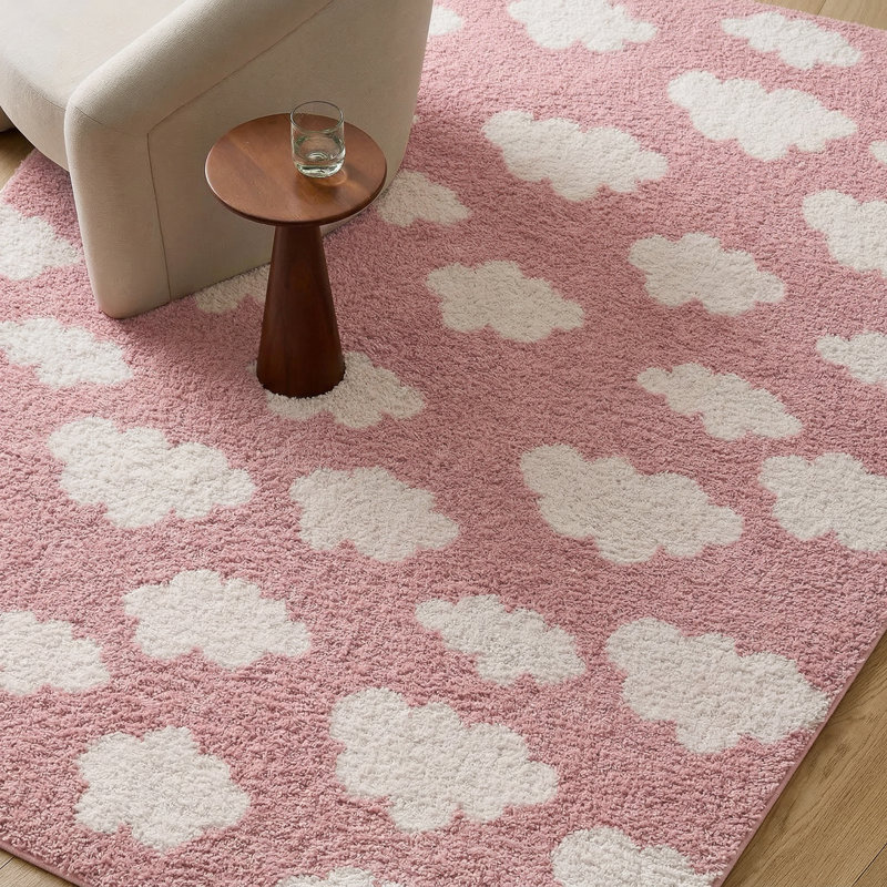 Moroccan Area Rug, Rectangle 200 x 275 cm, Rose/Ivory
