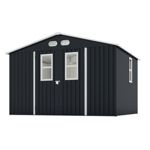 8 Foot Outdoor Storage Shed With Protective Film, Four Daylight Windows, Lockable Doors, Storage Shed.