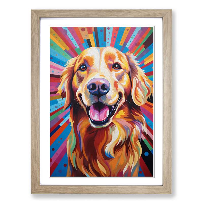 Golden Retriever Op Art - Framed Print