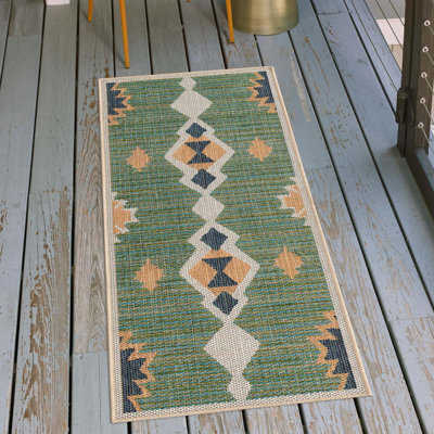 Tapis d'intérieur / extérieur vert Lauryn