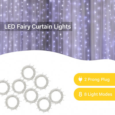 200 LED Cool White Curtain String Lights – 6.6ft x 6.6ft