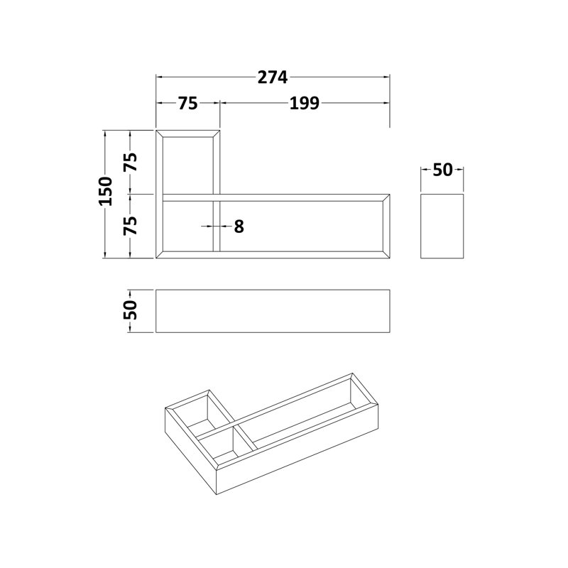 L-Shaped Bamboo Makeup Organiser