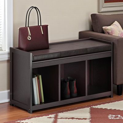 Shirely 2-Piece Storage Bench with Faux Leather Cushion in Brown, 20.66" H X 37.26" W X 13.31" D