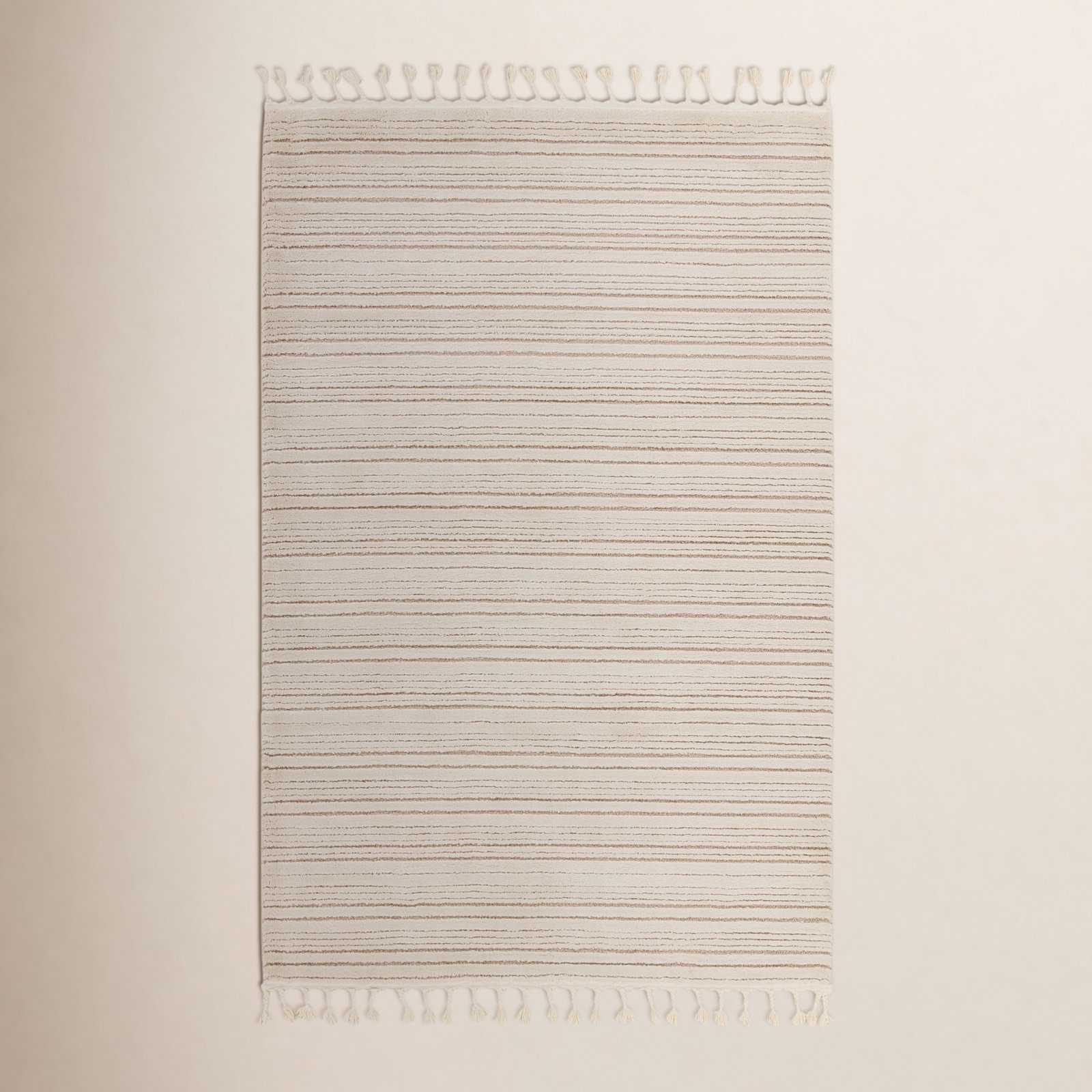 Jonie Ivory Beige Striped Rug, Rectangle 7'6" x 10'