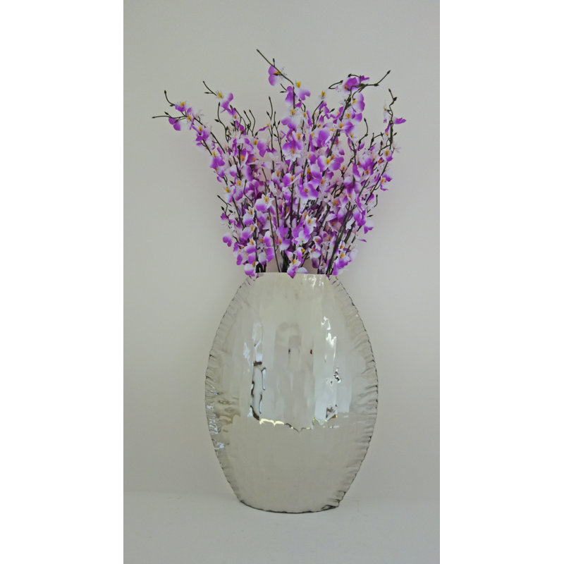 Vase de table en acier inoxydable argenté 19 po
