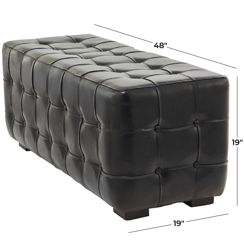 Banc rembourré en cuir, Noir