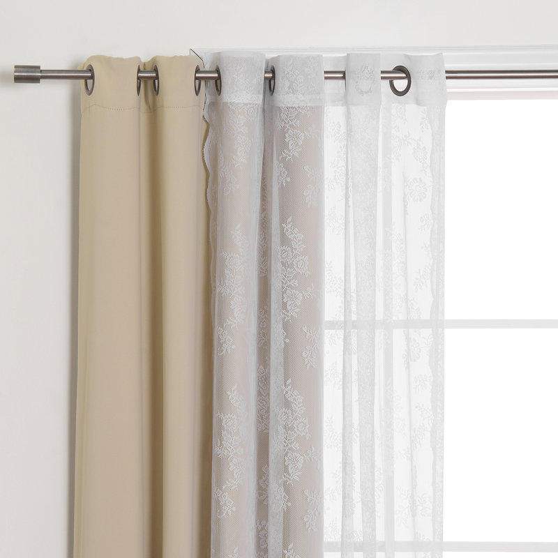 Evelina Room Darkening Curtain Panel Pair, Beige, 52" x 96"