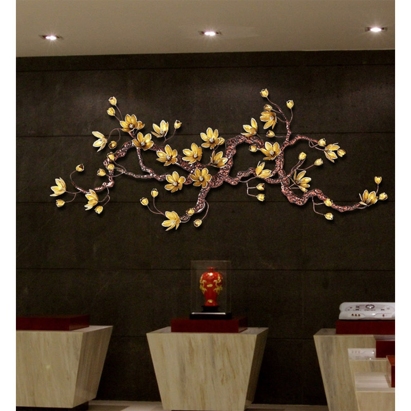 Décoration murale fleur de luxe Yulan, H 28,35 po x l 59,06 po x P 3,15 po