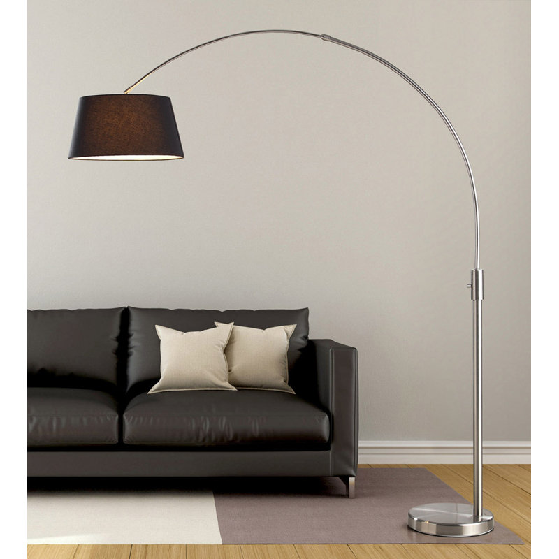 Aldusa 82'' Arched Floor Lamp, Black, Brushed Nickel