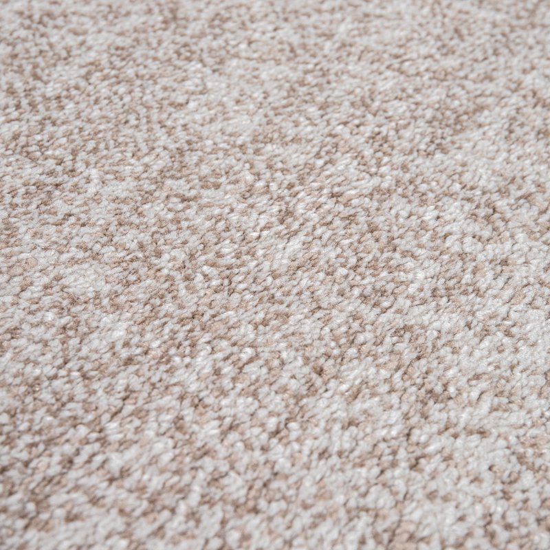 Tapis bordé de motifs géométriques et de contours découpés en beige brun, Rectangle 2 pi 8 po x 4 pi 11 po