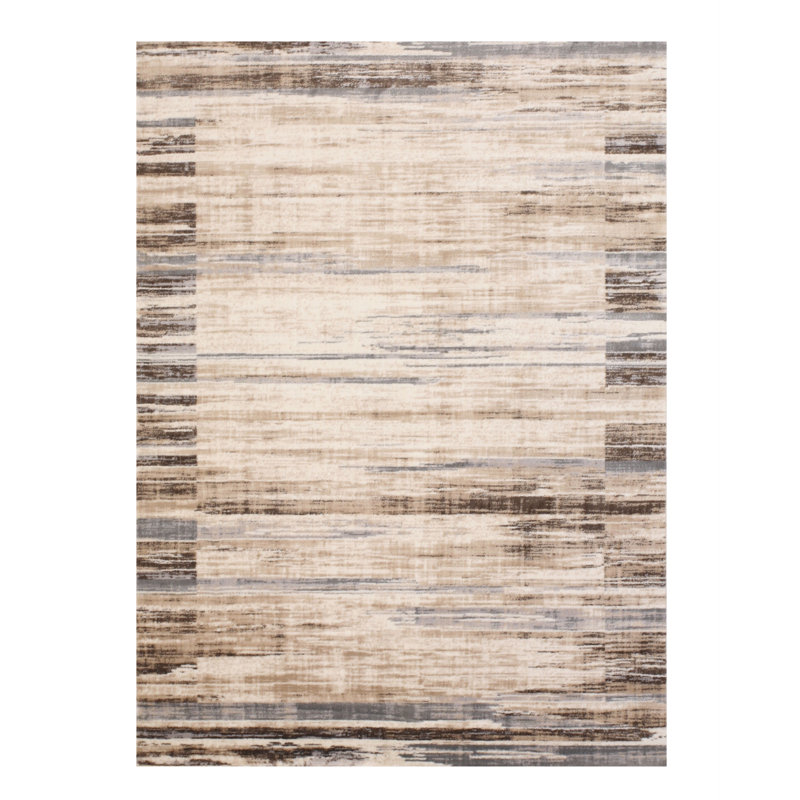 Tapis ivoire fabriqué à la machine Gulley, Rectangle 5 pi 3 po x 7 pi 3 po