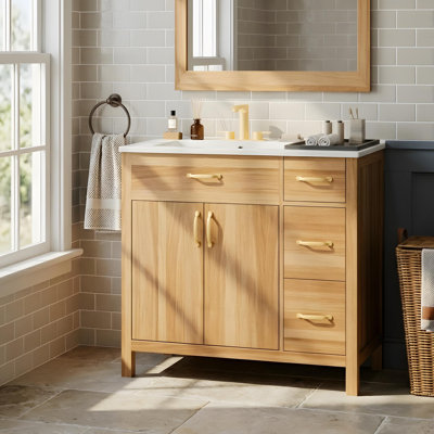 Meuble-lavabo de 36 po avec lavabo, 2 portes, 3 tiroirs et tablettes réglables