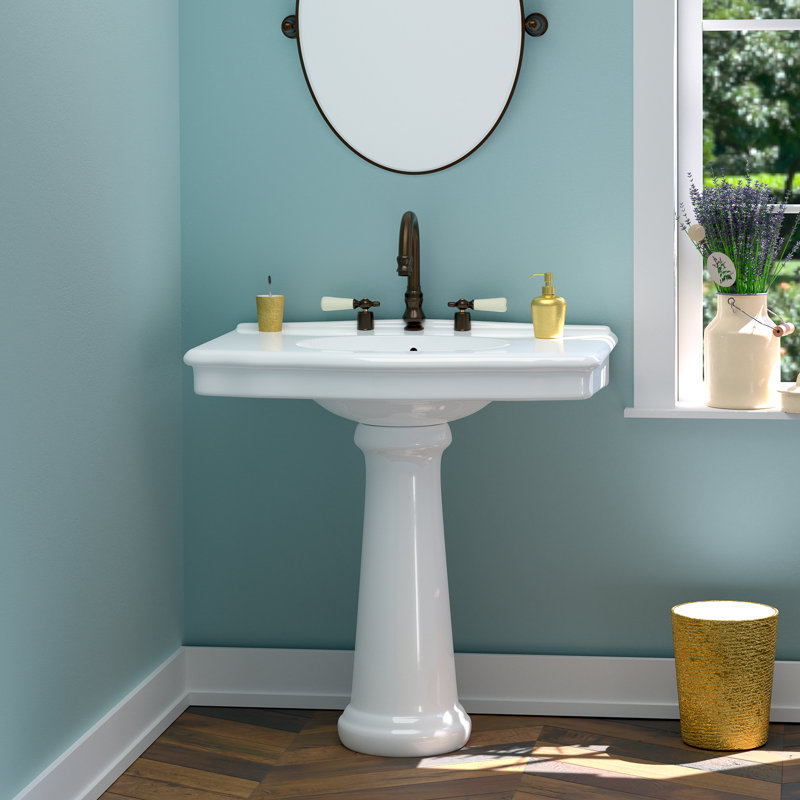 Anders Rectangular Pedestal Lavatory, White, Single