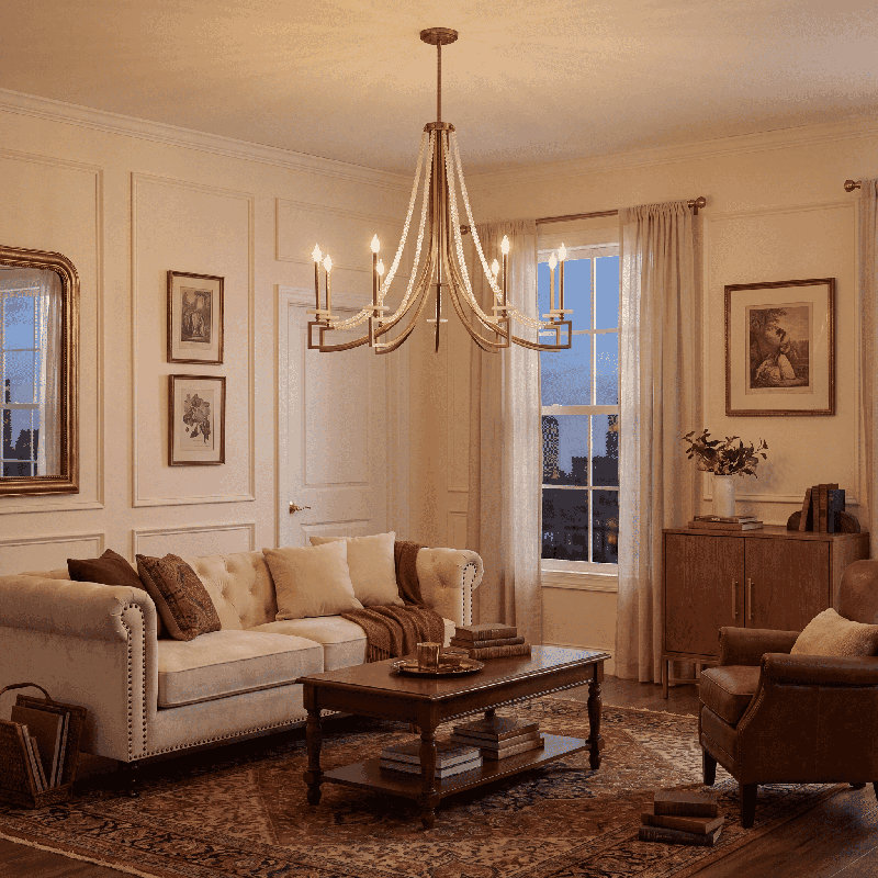 Lustre 8 lumières Savoy House, H 31,75 po x l 32 po x P 32 po, 8 lumières