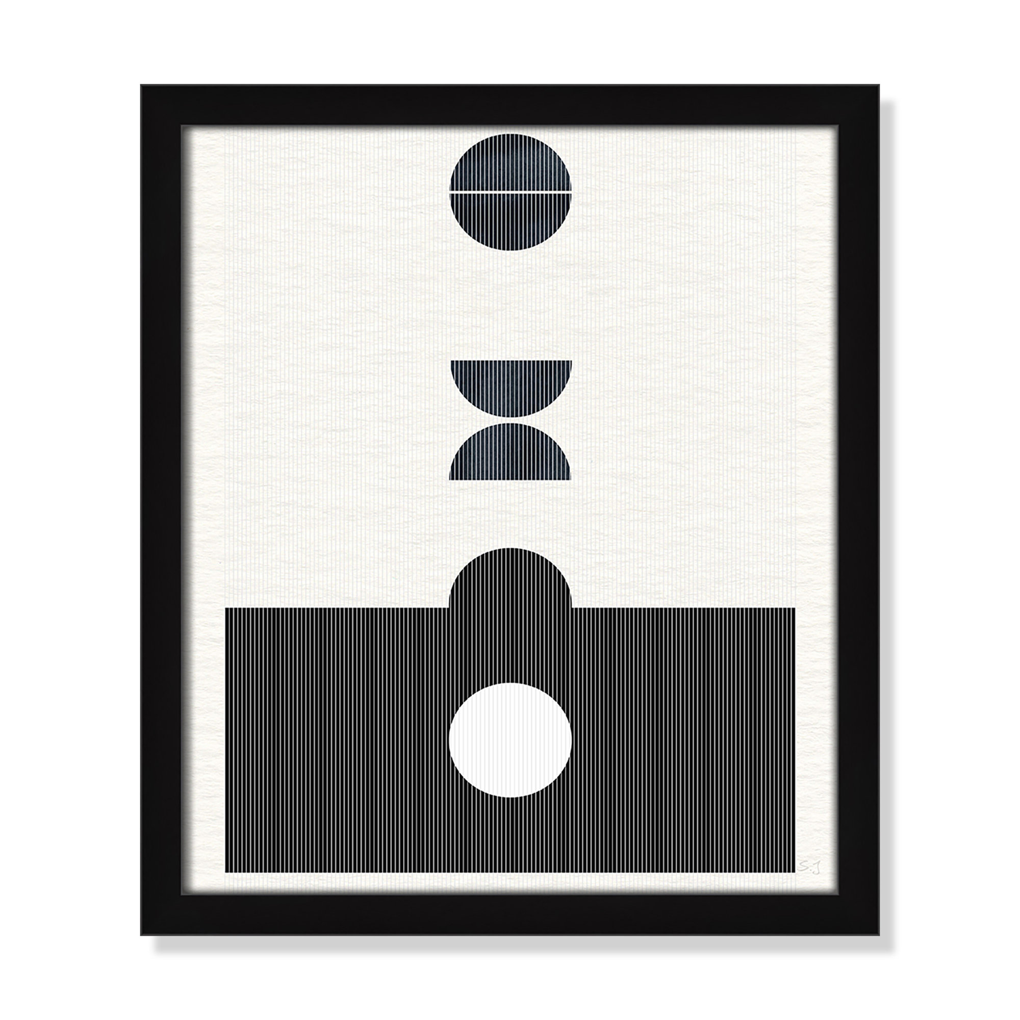 Eclipse I by Susan Jill, 15" H x 13" W x 0.75" D, Satin Black Framed