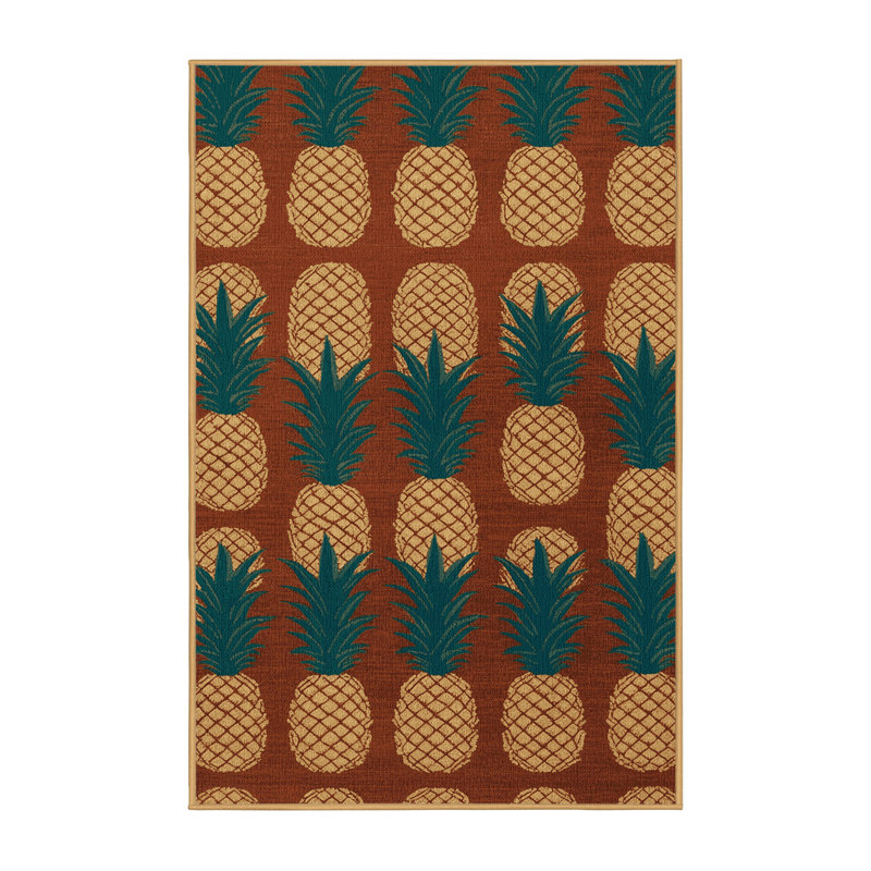 Washable Pineapple Fruits Area Rug, Rectangle 8' x 10'