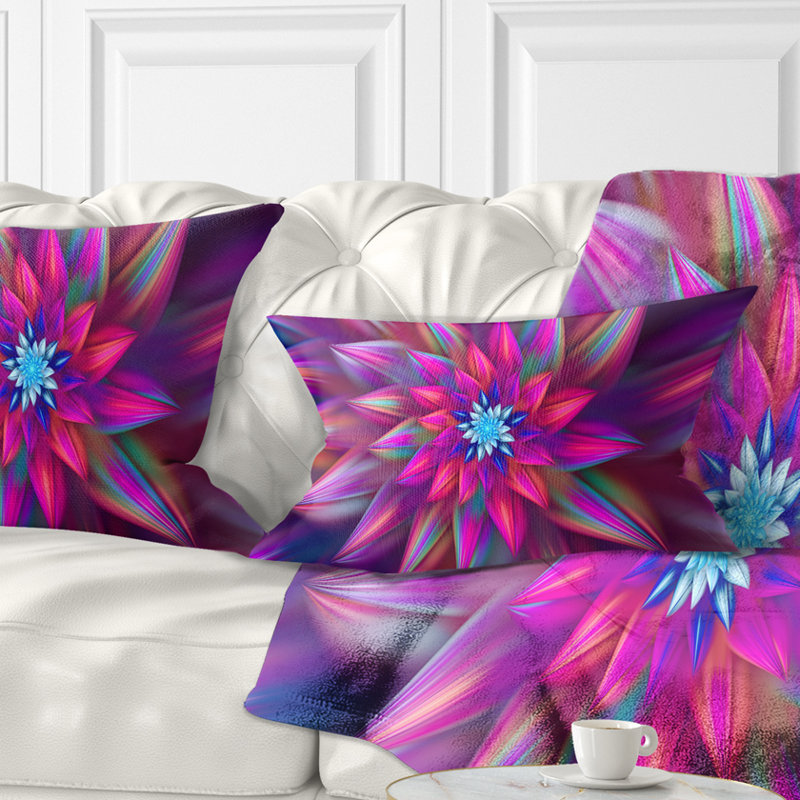 Coussin lombaire floral à fleurs fractales, Rose