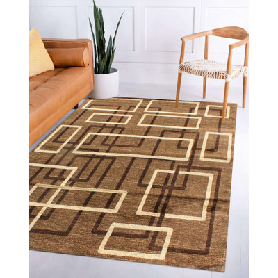 Tapis brun à motif abstrait Jep