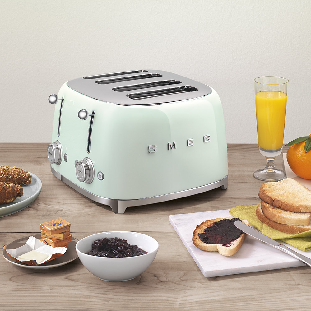 SMEG 50s Style 4-Slot Toaster, Pastel Green