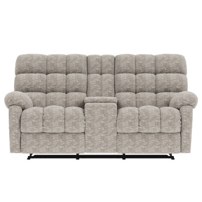 Causeuse double inclinable avec console, chenille beige