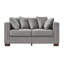Canapé moderne rembourré en velours avec accoudoirs carrés, clous argentés et housses de coussin amovibles pour une décoration intérieure élégante-116751647