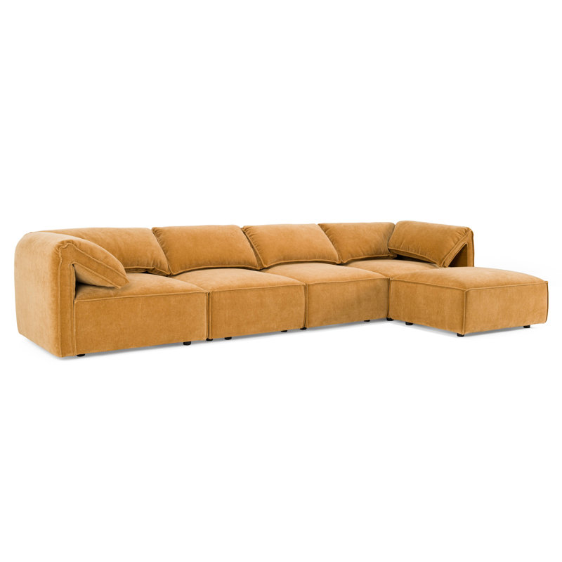 Canapé modulaire 5 pièces en tissu ocre moderne Hasting