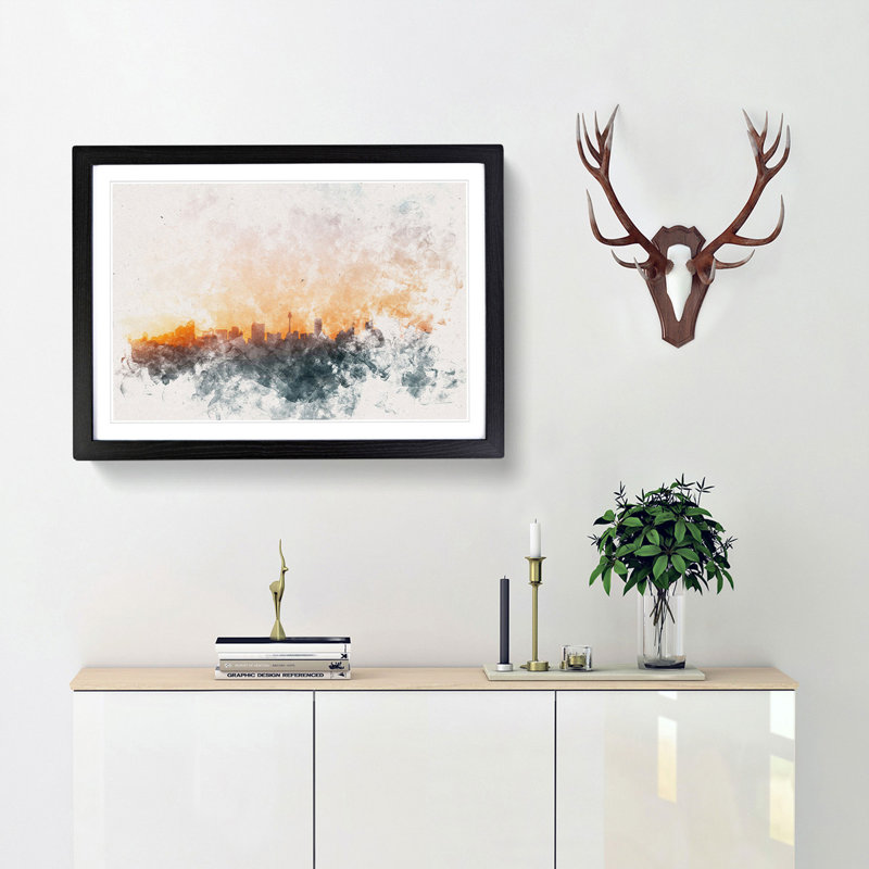 The Sydney Australia Skyline - Framed Print, 33cm H x 45cm W x 2cm D, Black Framed