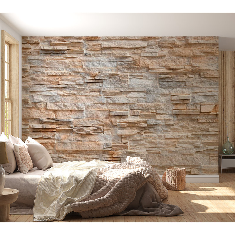 Papier peint Luckie Lucky Stone, Beige, L 27 po x l 39 po