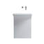 Évier mural moderne à surface solide avec drain linéaire caché, conception monobloc sans couture pour les petites salles de bain et les salles d'eau.