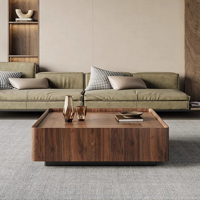 Italian minimalist walnut color coffee table