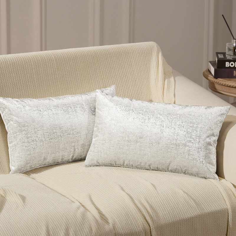 Coussin décoratif en velours beige, coussins décoratifs pour canapé-lit, Beige, Rectangle H 12 po x l 20 po, Polyester