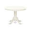 L'ensemble de salle à manger 5 pièces comprend une table de salle à manger ronde avec piédestal et 4 chaises Parson revêtues de similicuir blanc, 42 x 42 po, lin blanc-655403504-655403505-589976459