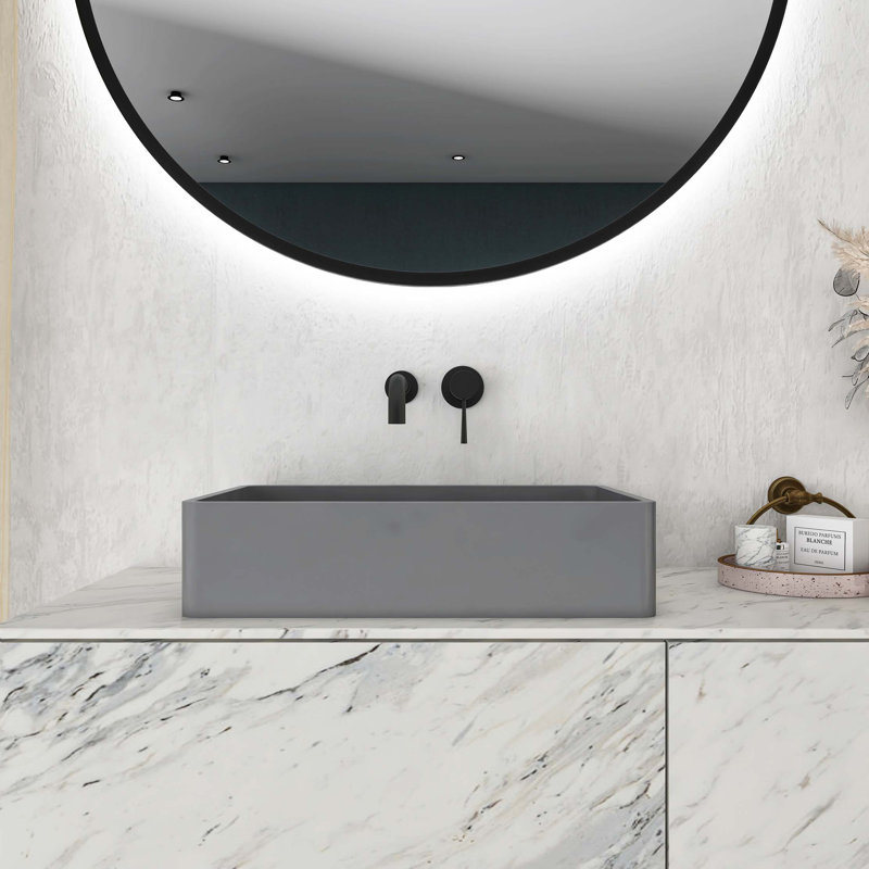Lavabo de salle de bain moderne vasque rectangulaire en béton 19,68 po, Gris
