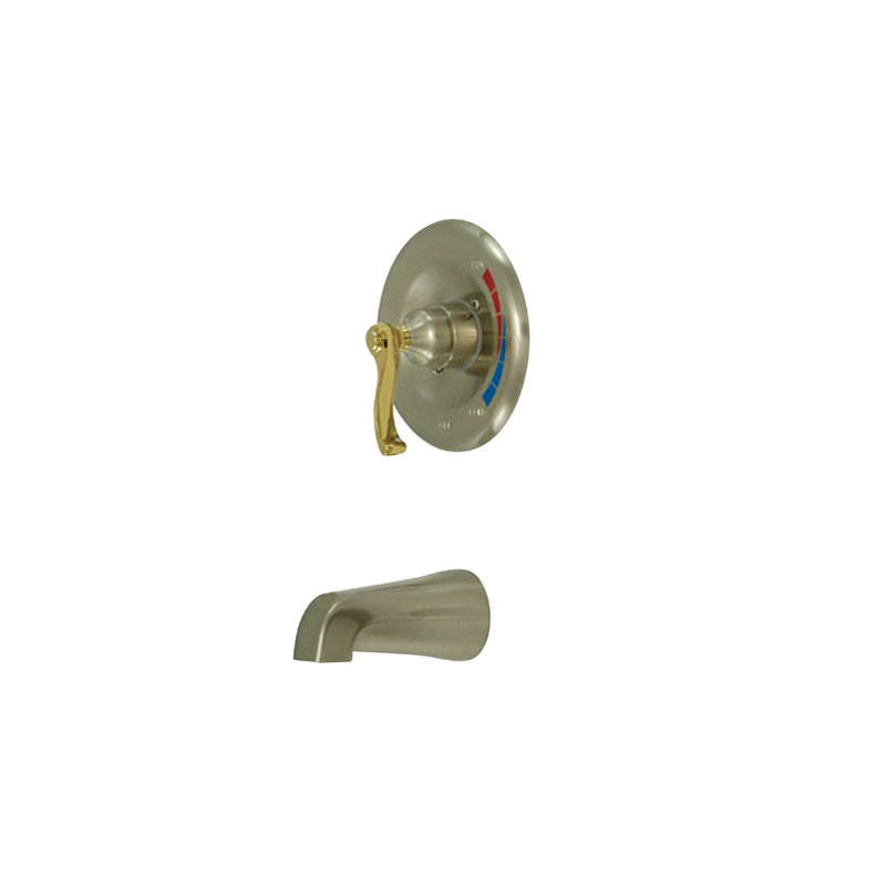 Atlanta Single Handle Wall Mounted Tub Spout, Brushed Nickel/Polished Brass
