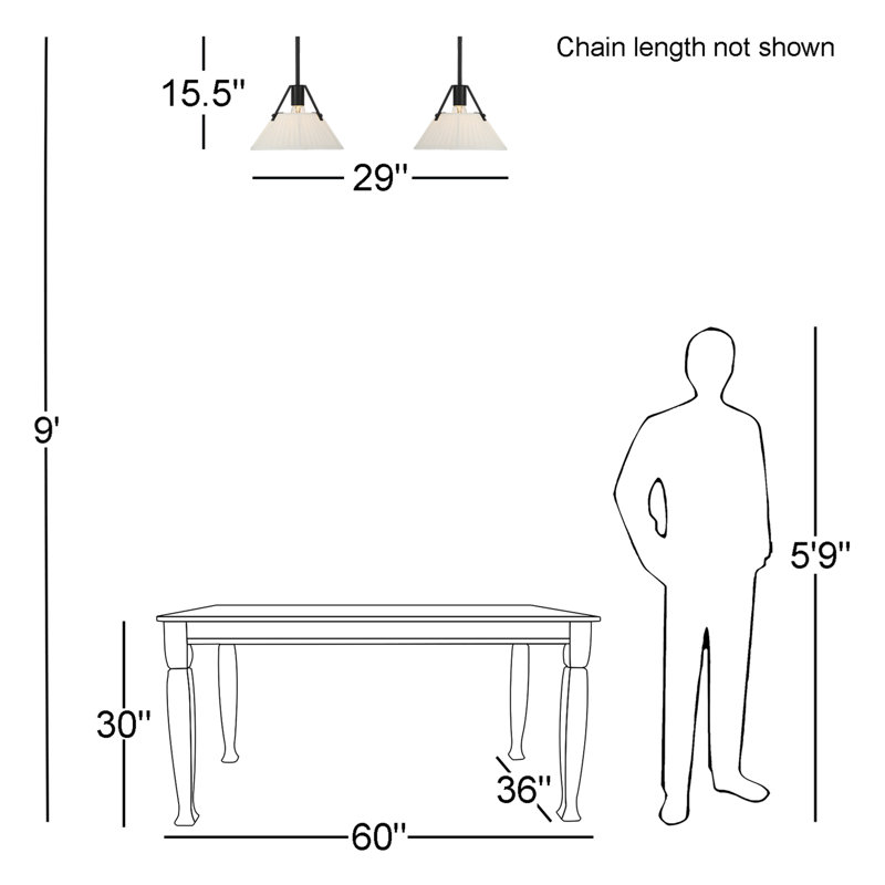 2 - Light Dimmable Geometric Chandelier, White, Black