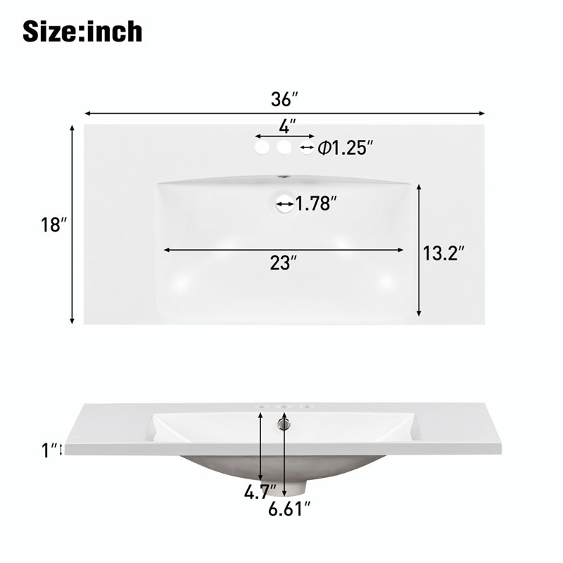 Benigni 36'' Single Bathroom Vanity with Resin Top, Brown