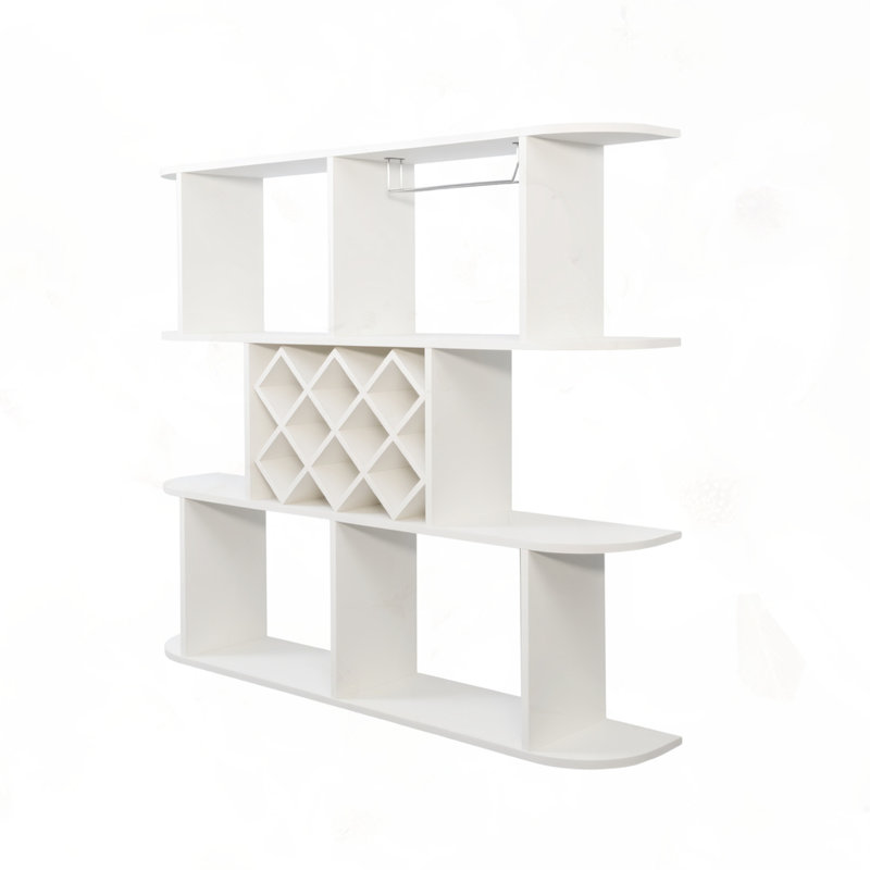 Large Wall Mounted 3 Tier Rustic Bottle Wine Rack, White