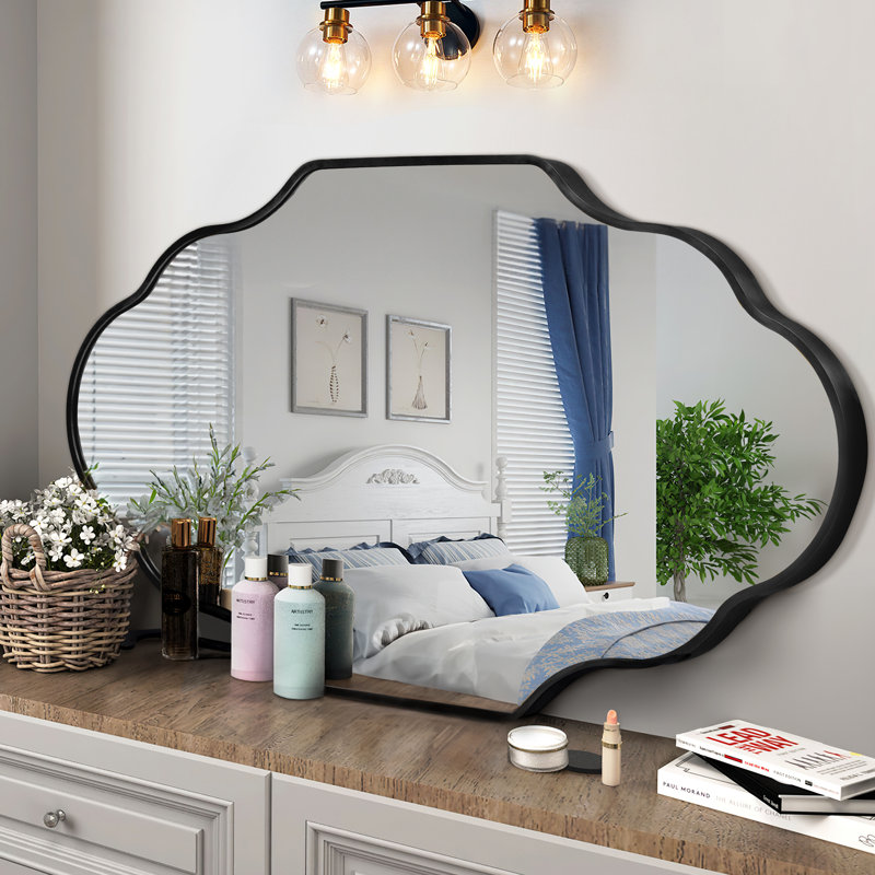 Miroir de salle de bain ovale 24 po x 36 po noir, cadre en aluminium, verre incassable HD de 4 mm, fixation murale verticale et horizontale