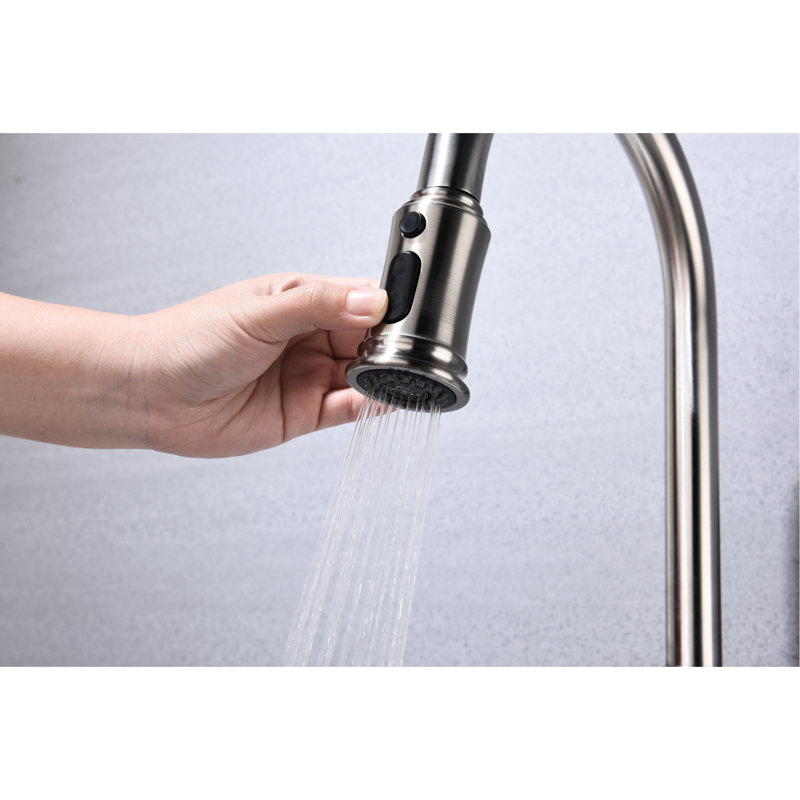 Pull Out Kitchen Faucet With 360 Rotating High Nozzle, Stream Spray Pause Settings, Easy Water Temperature And Flow Control, Brushed Nickel Finish, Corrosion Build, Smooth Bubble Flow, 6.07 Lb ,