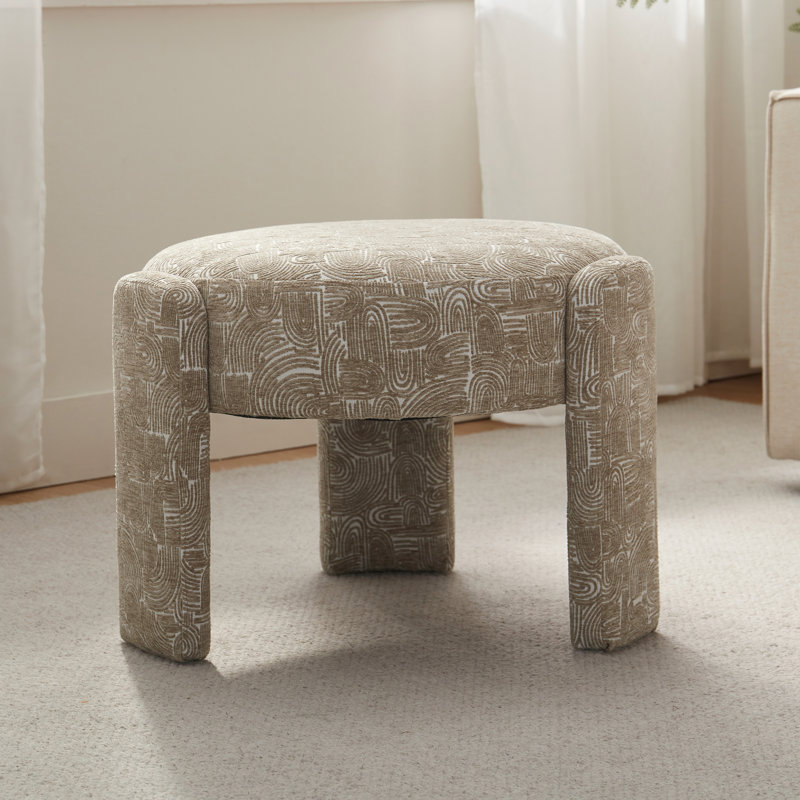 Modern Unique Design 20.5" W Polyester Upholstered Ottoman , Tan/Boho Pattern Polyester