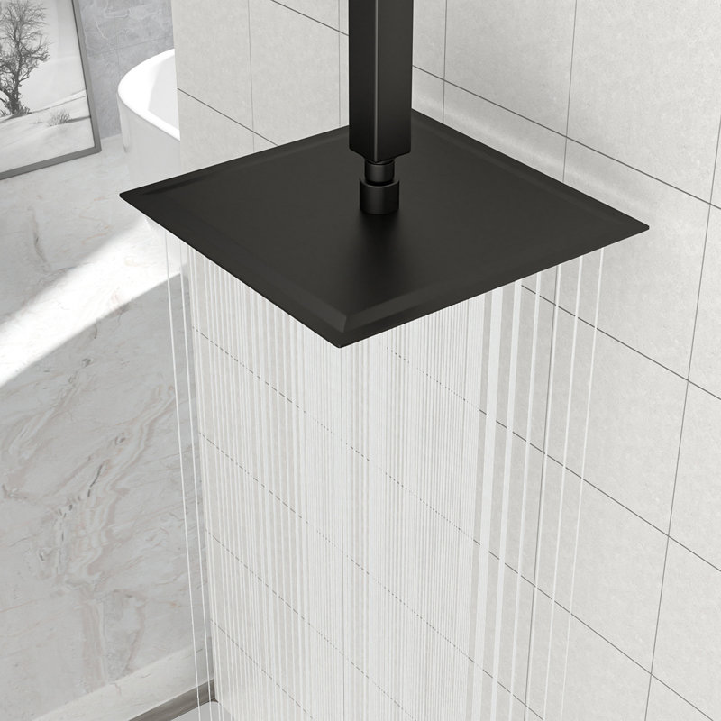 Pomme de douche à pluie carrée 10 po, fixation murale / plafond, Noir mat